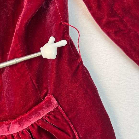 Burgundy Velour Blazer Top Women Holiday Christmas Velvet Y2K Romantic Academia - Picture 5 of 12